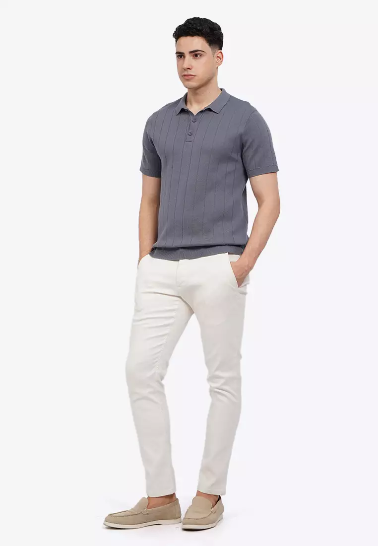 Short Sleeve Vertical Knit Polo Shirt