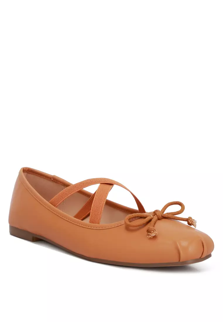 Tan Recycled Faux Leather Ballet Flats