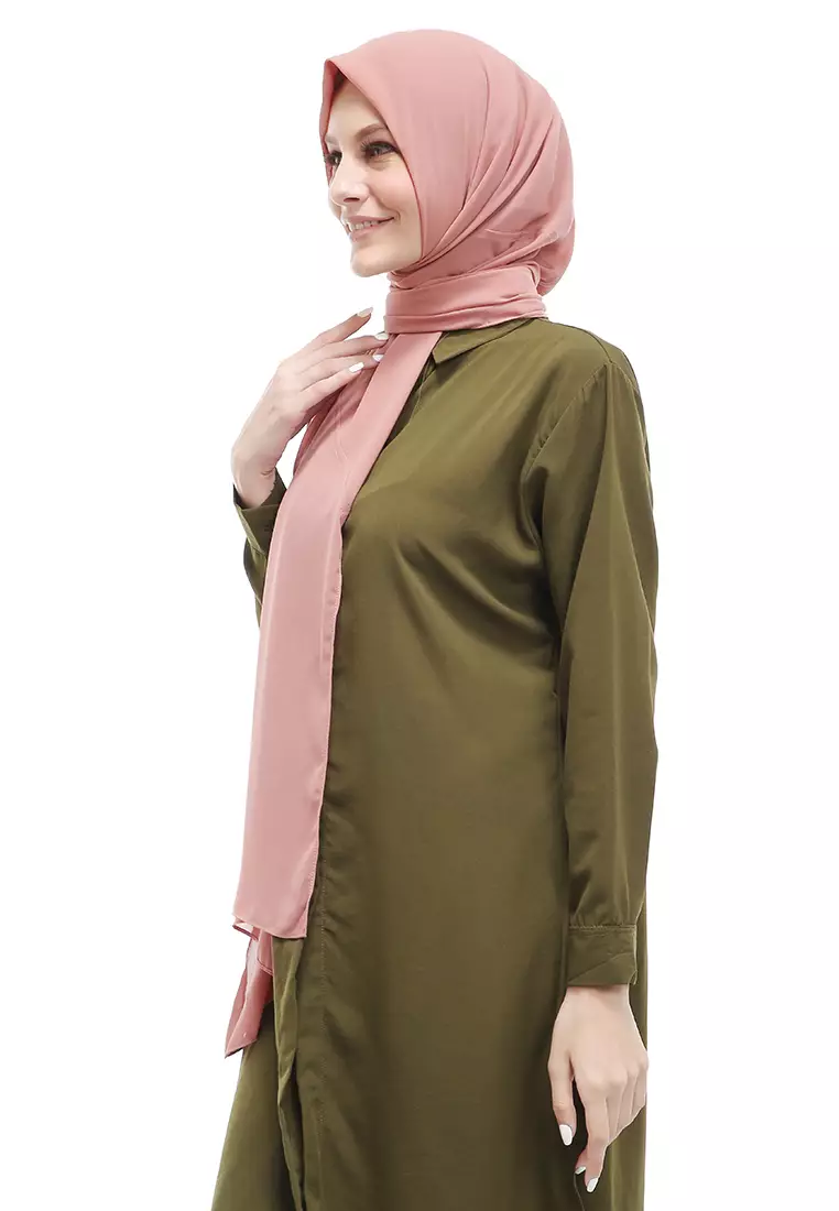 Sakilah Hijab Pashmina Ceruty Baby Doll Wanita Polos Relaxed Fit - Dusty Pink