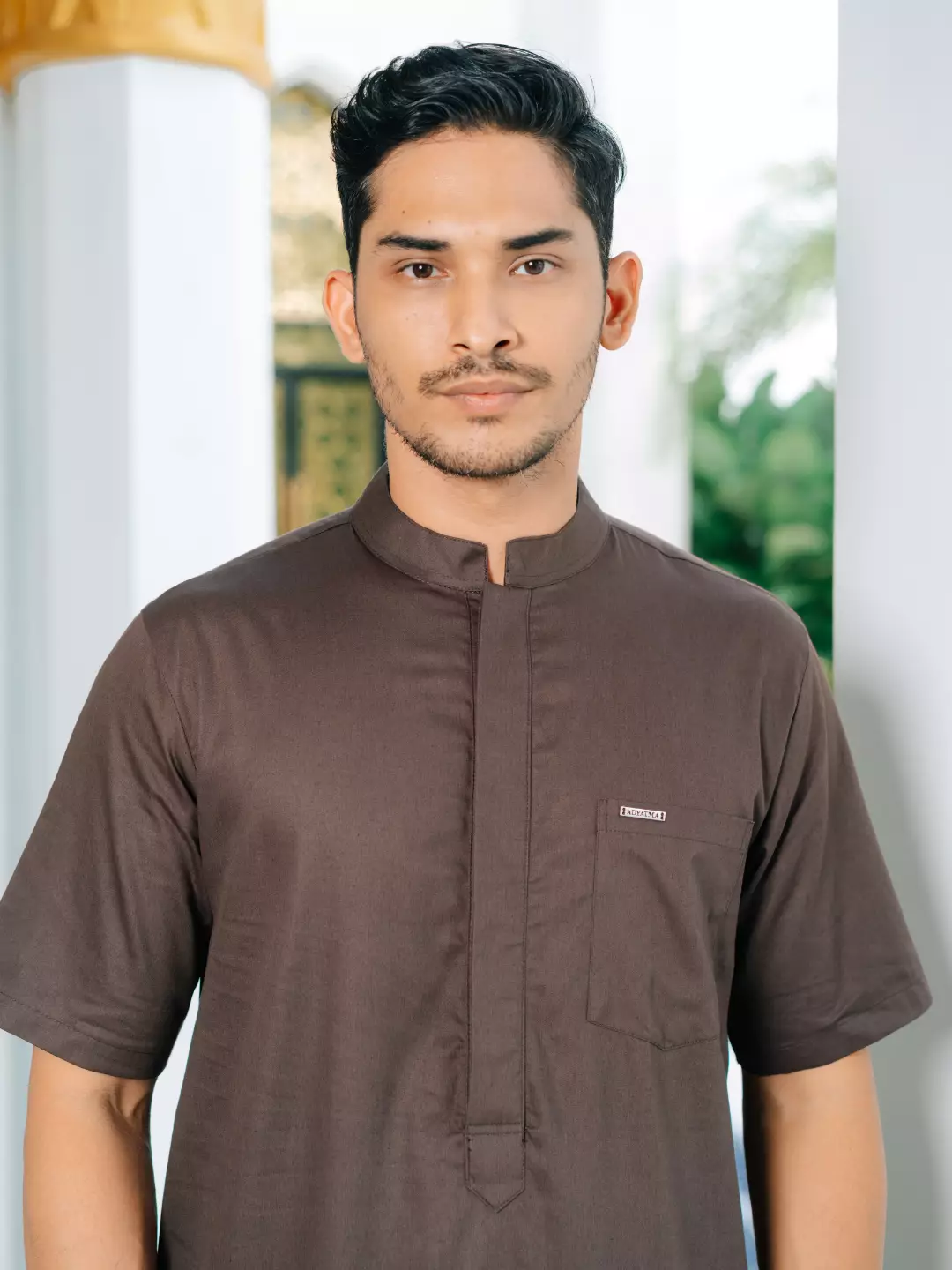 Adyatma Baju Koko Jubah Gamis Pria COTTON COMBED TWILL Mahogany Regular Fit Baju Muslim Pria Lengan Pendek