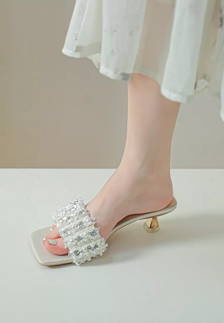 Pearl Satin Slippers BY8745-21