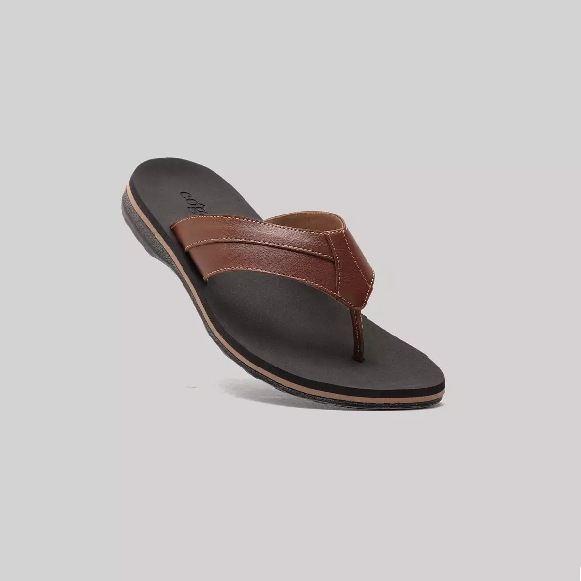 Sendal Jepit Kulit Pria Cogen Sandal Cowok Flip Flop Marino Leather - Tan