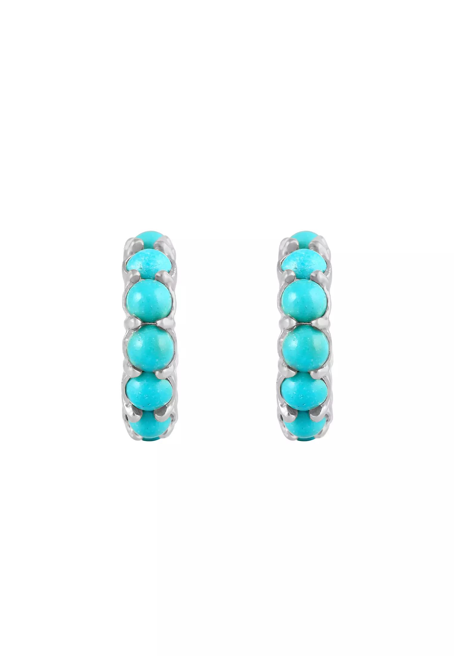 Earrings Men Creoles Boho Vintage With Howlite Beads Turquoise