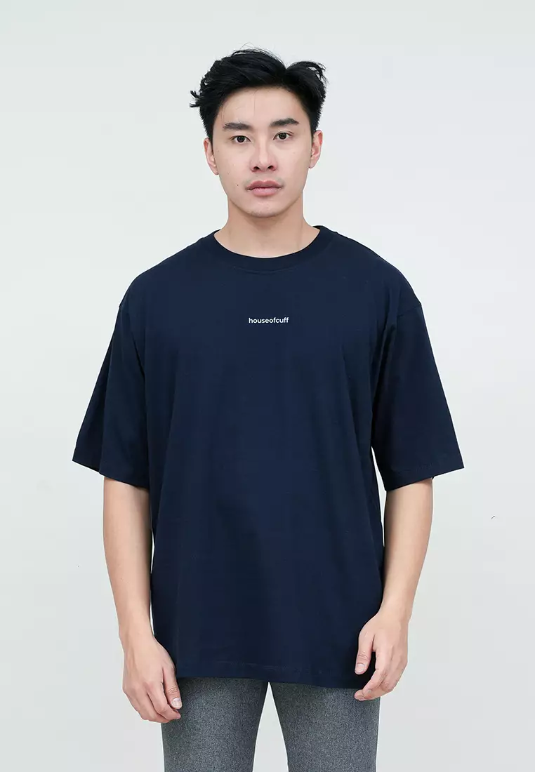 Houseofcuff Kaos Oversized T-shirt Pria Unisex Tebal Oversize Navy