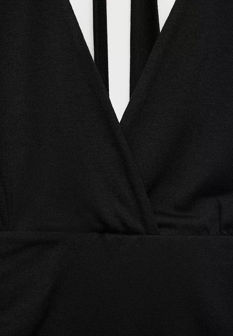 V-Neck Top with Open Back