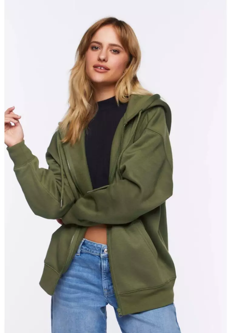 Buy FOREVER 21 Fleece Zip-Up Hoodie 2023 Online | ZALORA Philippines