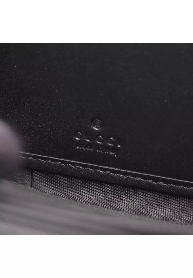 Pre-Loved Gucci snake round zipper long wallet leather black