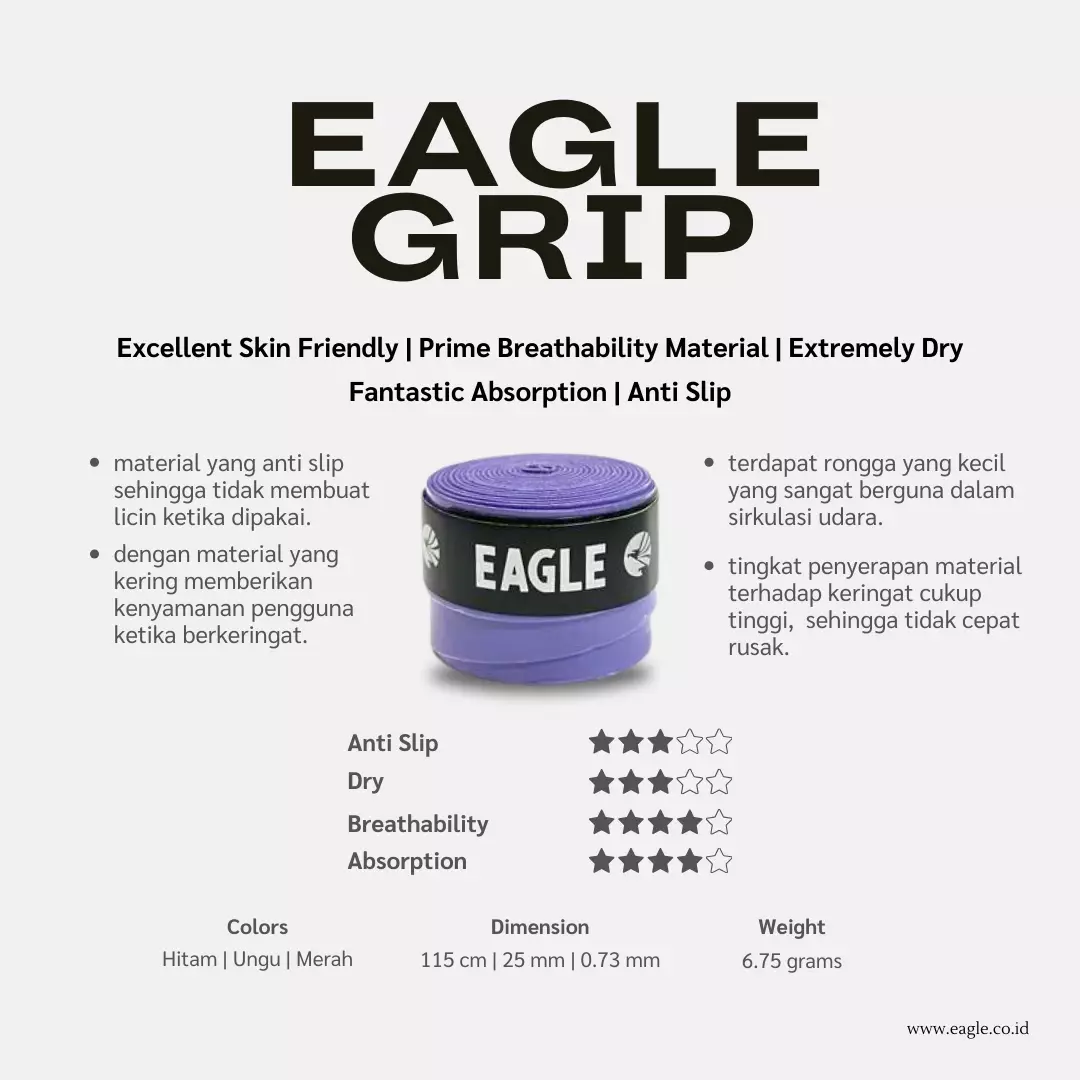 Eagle Badminton Racket Grip - Hitam