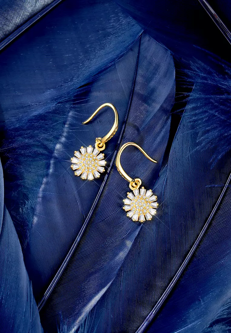 Anting Wanita Titanium Berlian Korea Flower Style Giwang Tusuk Cewek Earrings