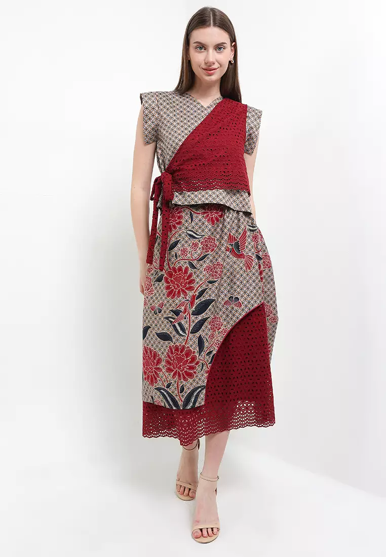 Setelan Blouse Atasan dan Bawahan Wanita Spesial Puspha Collection Pamela Kombinasi Katun Bordir