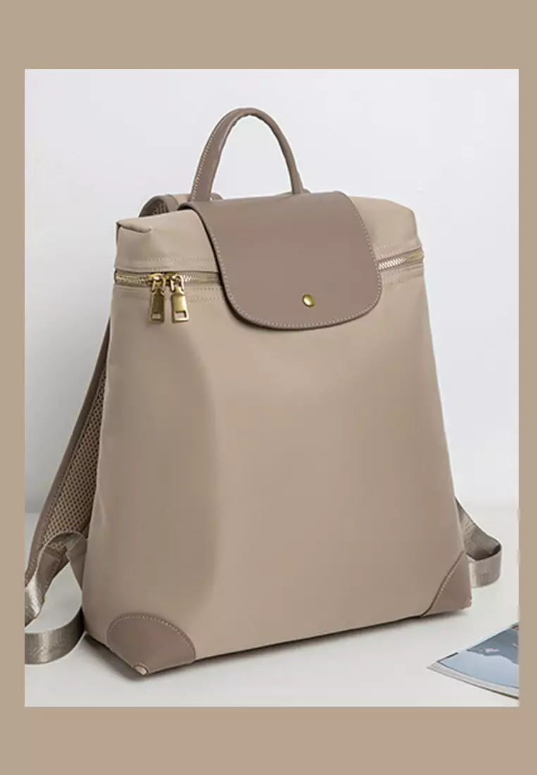 Color Matching Nylon Oxford Patch Faux Leather Backpack (Large Size) JW CL-C9152