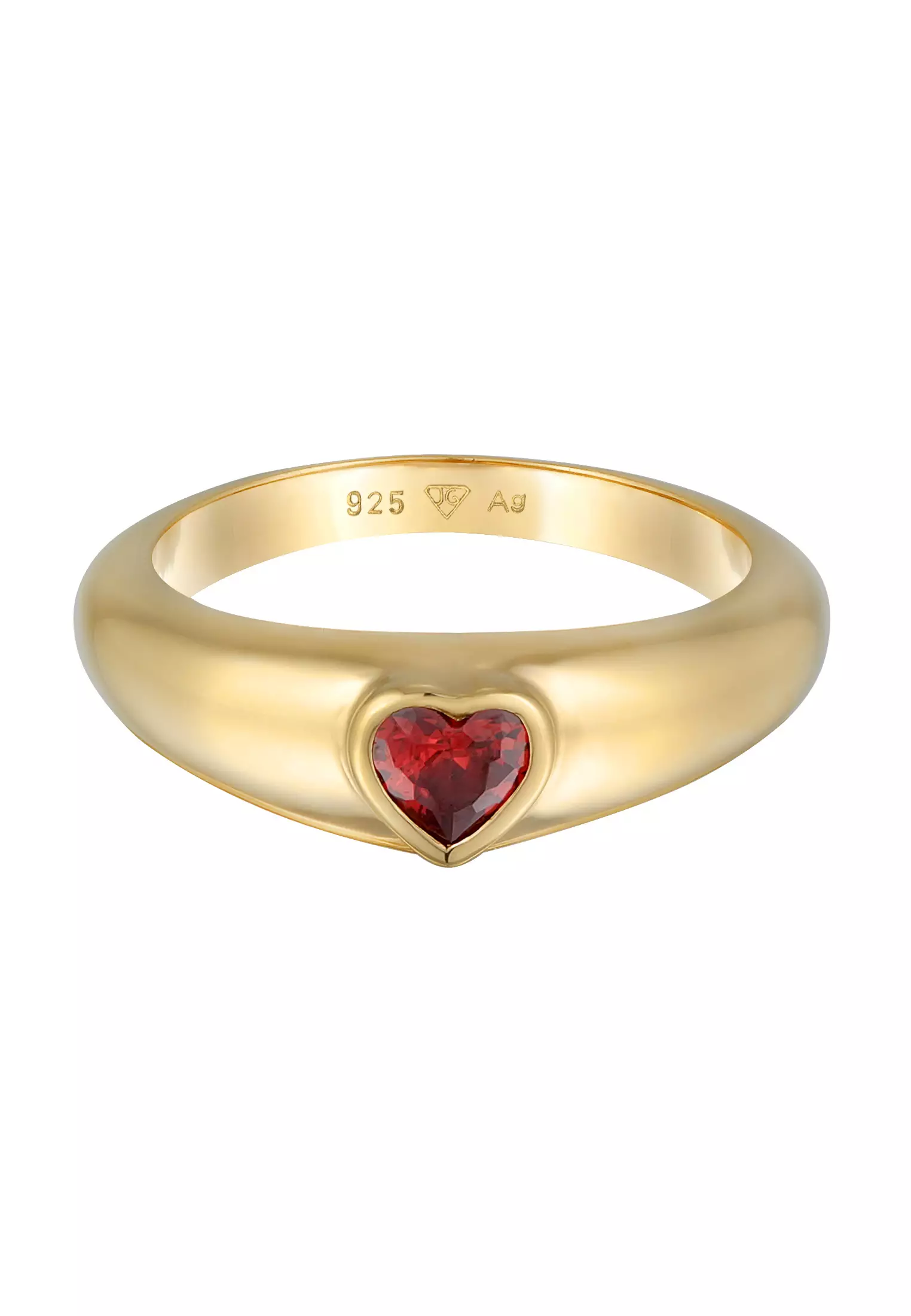 Ring Band Heart Love Zirconia Gold Plated