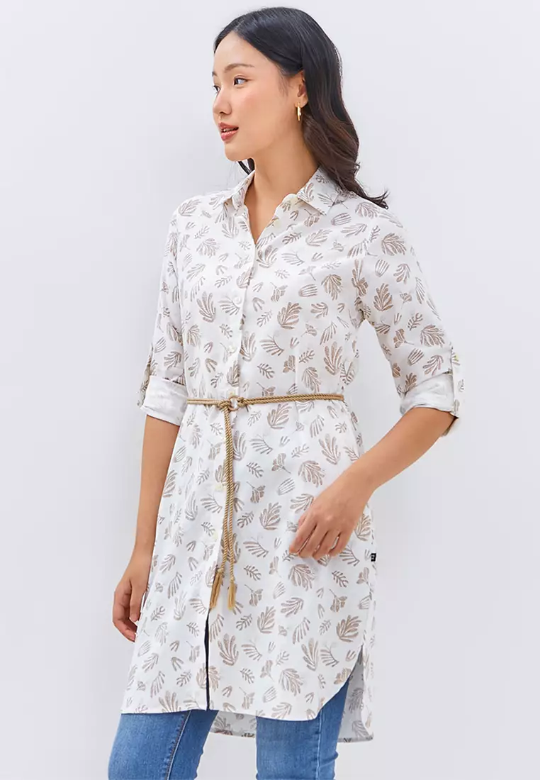 C2 Huetta Khaki Casual Maxi Shirt Wanita