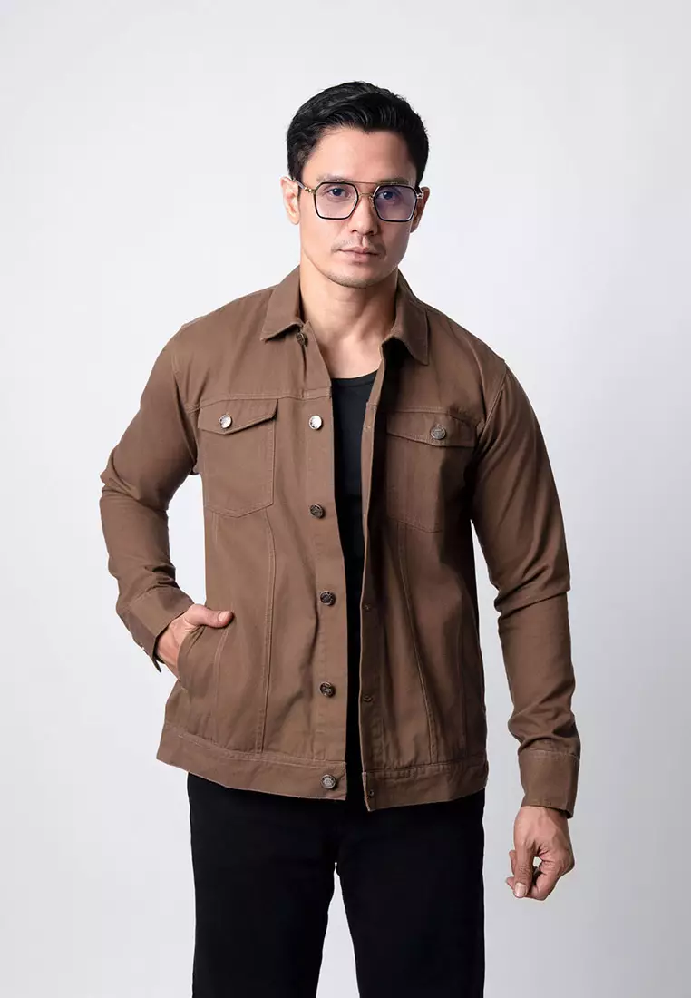 Jacket Trucker Cotton Twill Premium Dark Brown