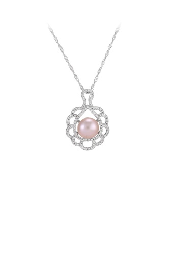 Glamorousky white 925 Sterling Silver Elegant Vintage Pattern Purple Freshwater Pearl Pendant with Cubic Zirconia and Necklace 8428CAC530CE33GS_1