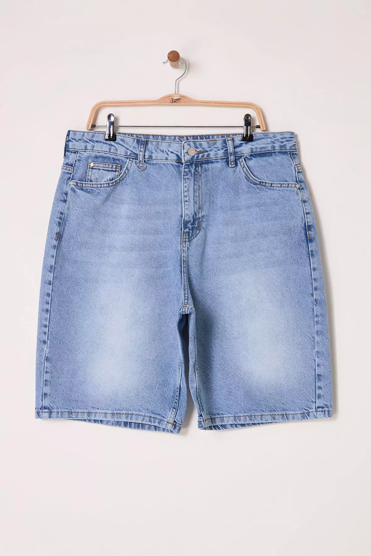 High Waist Straight Fit Denim Plus Size Shorts