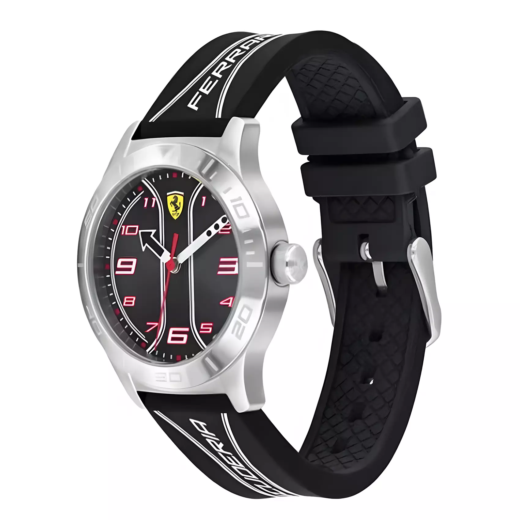 Ferrari - Jam Tangan Quartz Analog Anak Pria - Black Round Dial Kid's Watch - 0810024