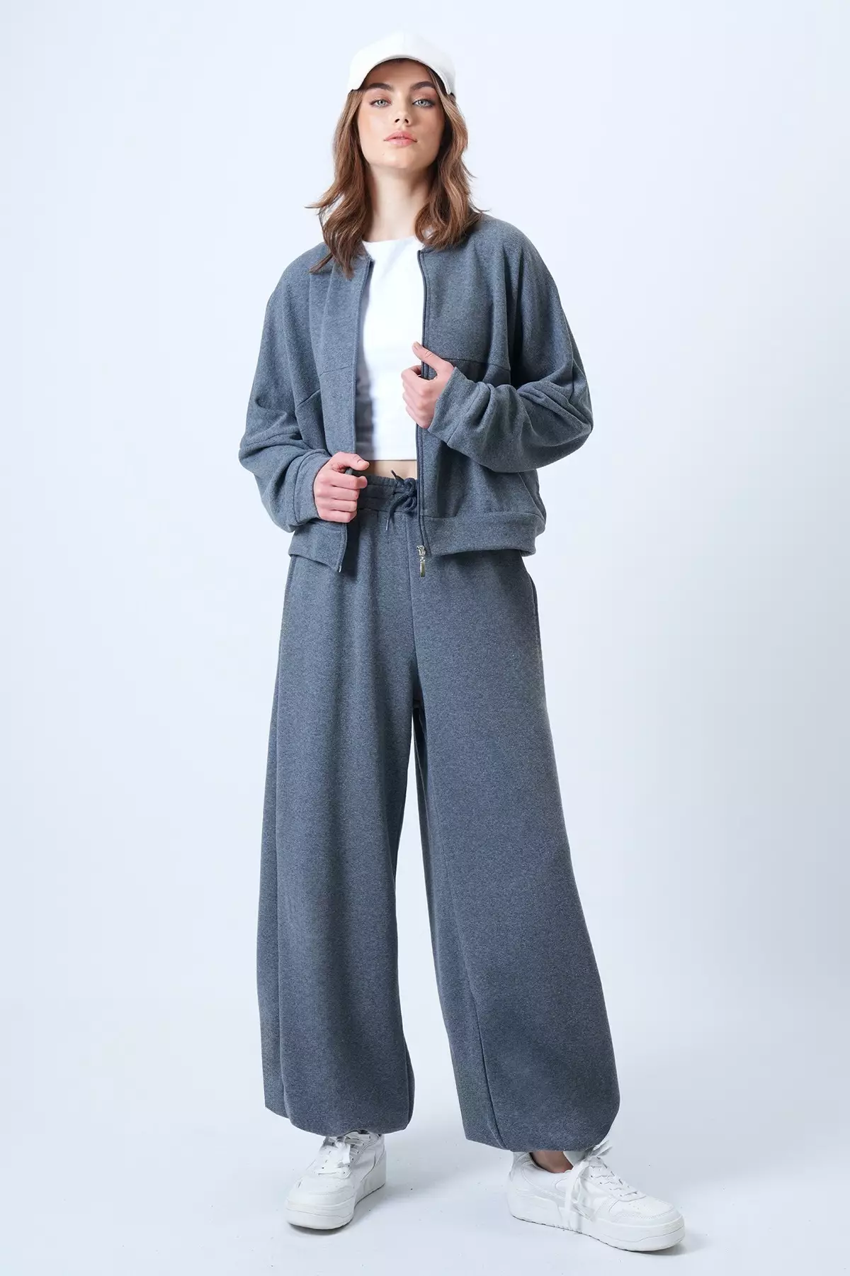 Women'S Anthracite Oversize Jogger Sweatpants Alc-X14610