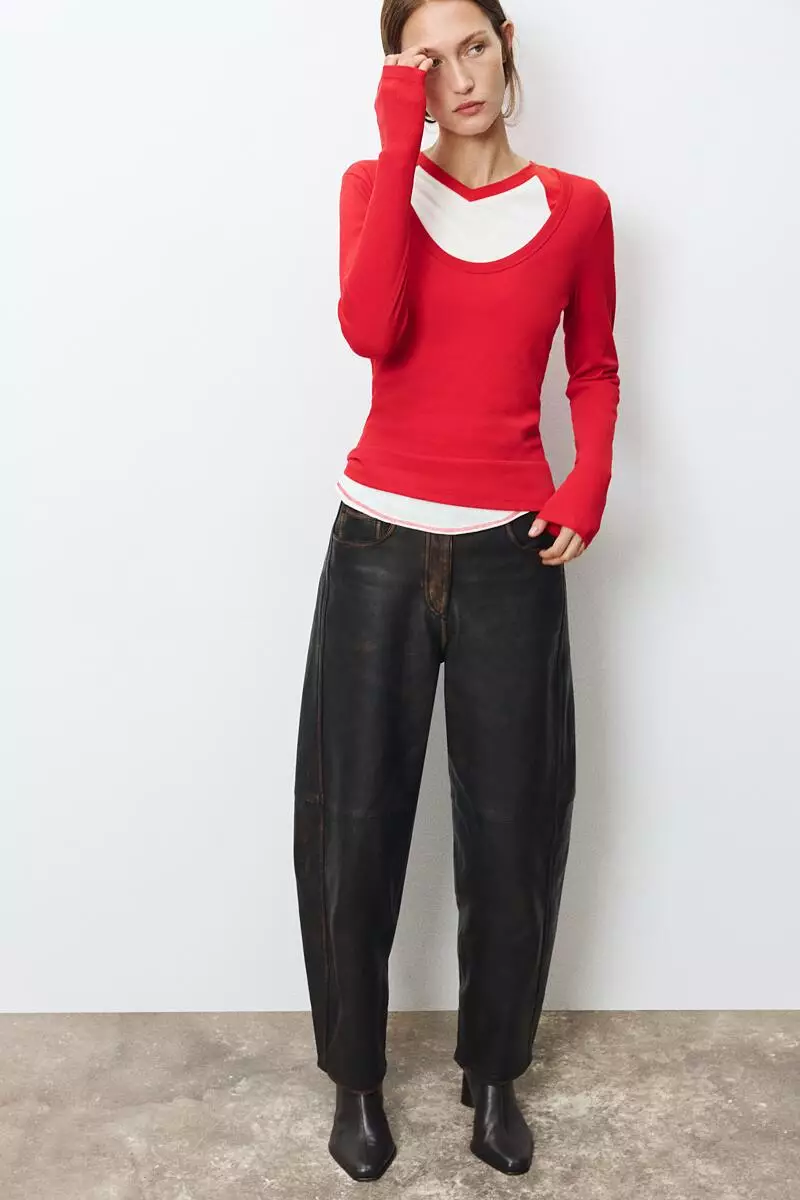 Scoop-neck cotton jersey top