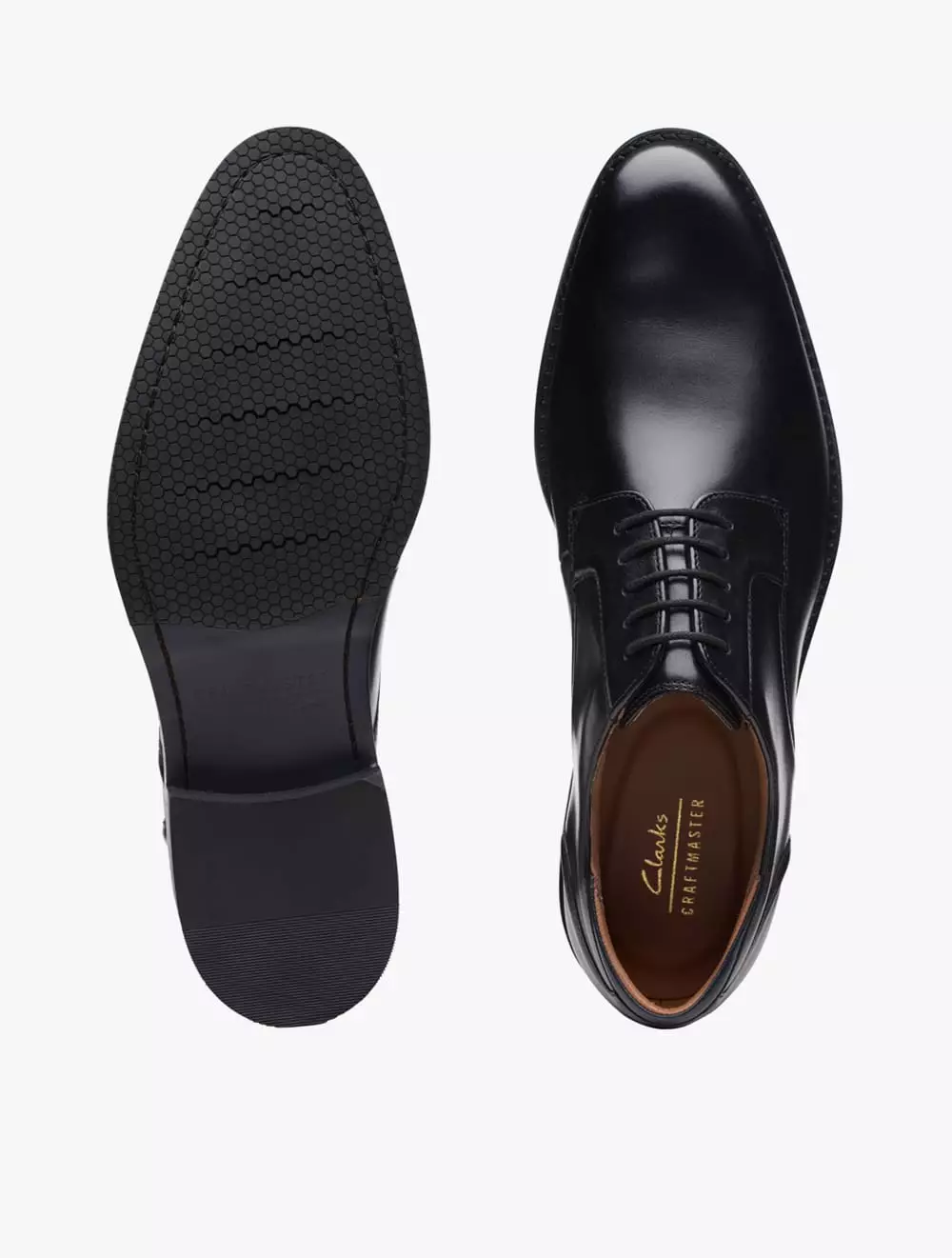 Clarks Men's CraftArlo Lace Shoes- Black Leather - Black