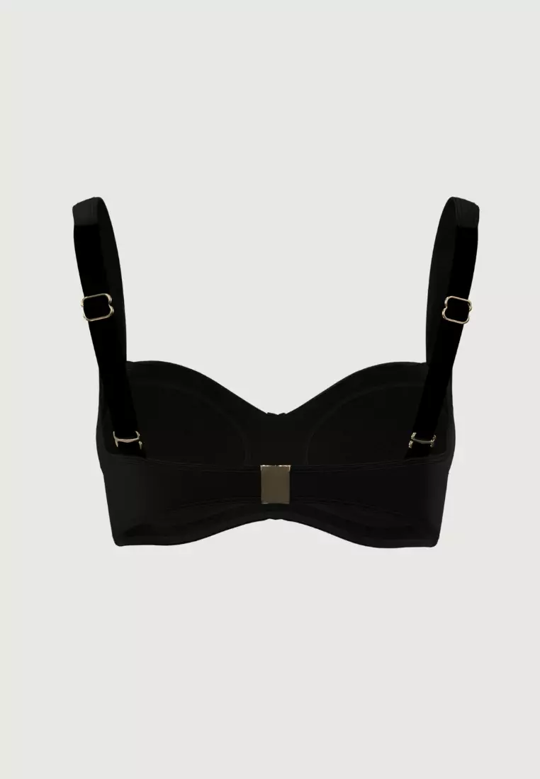 Core Solid黑色加大罩杯比基尼上衣