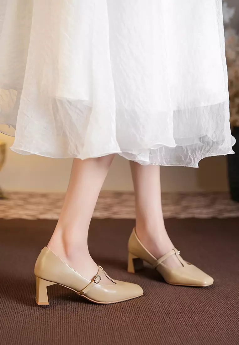 5CM T-Strap Square Toe Pumps BY2355-43