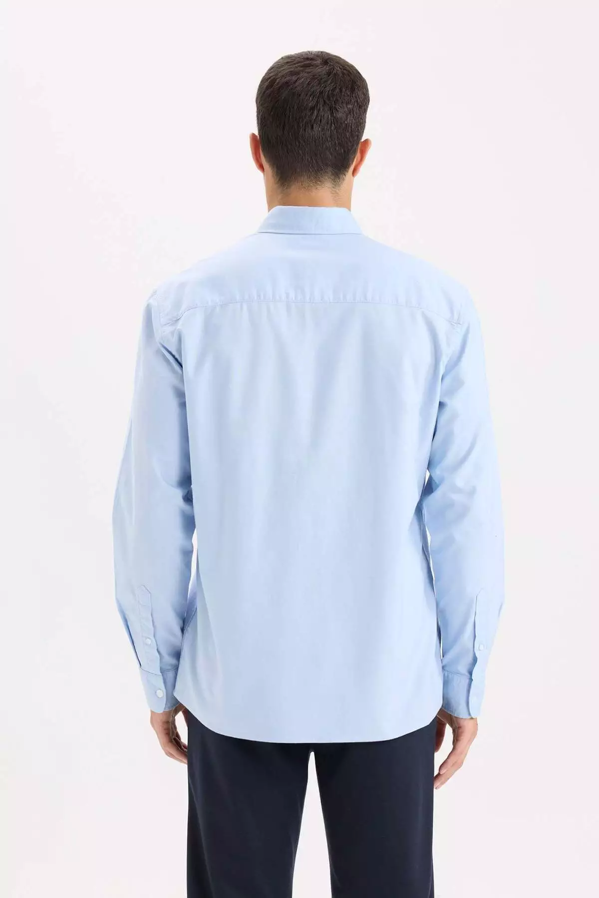 100% Cotton Regular Fit Polo Collar Oxford Basic Plain Long Sleeve Shirt A8028Ax25Sp