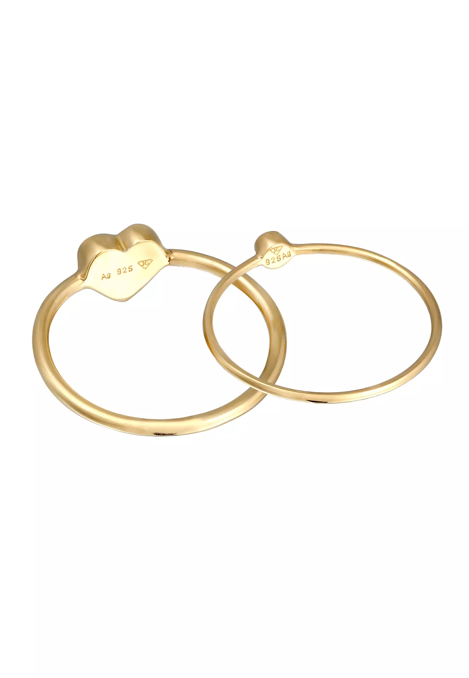 施华洛世奇®水晶镶嵌单钻心形爱心戒指套装，镀金设计