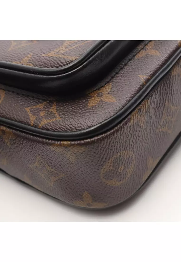 Pre-Loved Louis Vuitton Christopher Wearable wallet monogram macassar Shoulder bag PVC leather Brown black