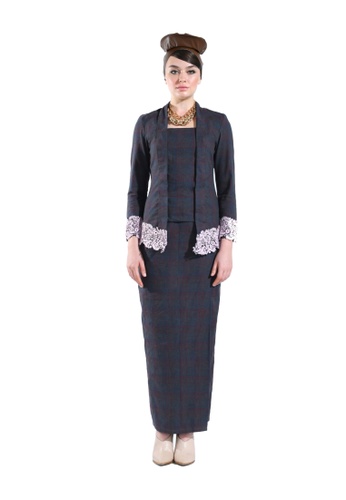 Lisian Purple Kebaya Tartan Lace from Hernani in Grey and Purple