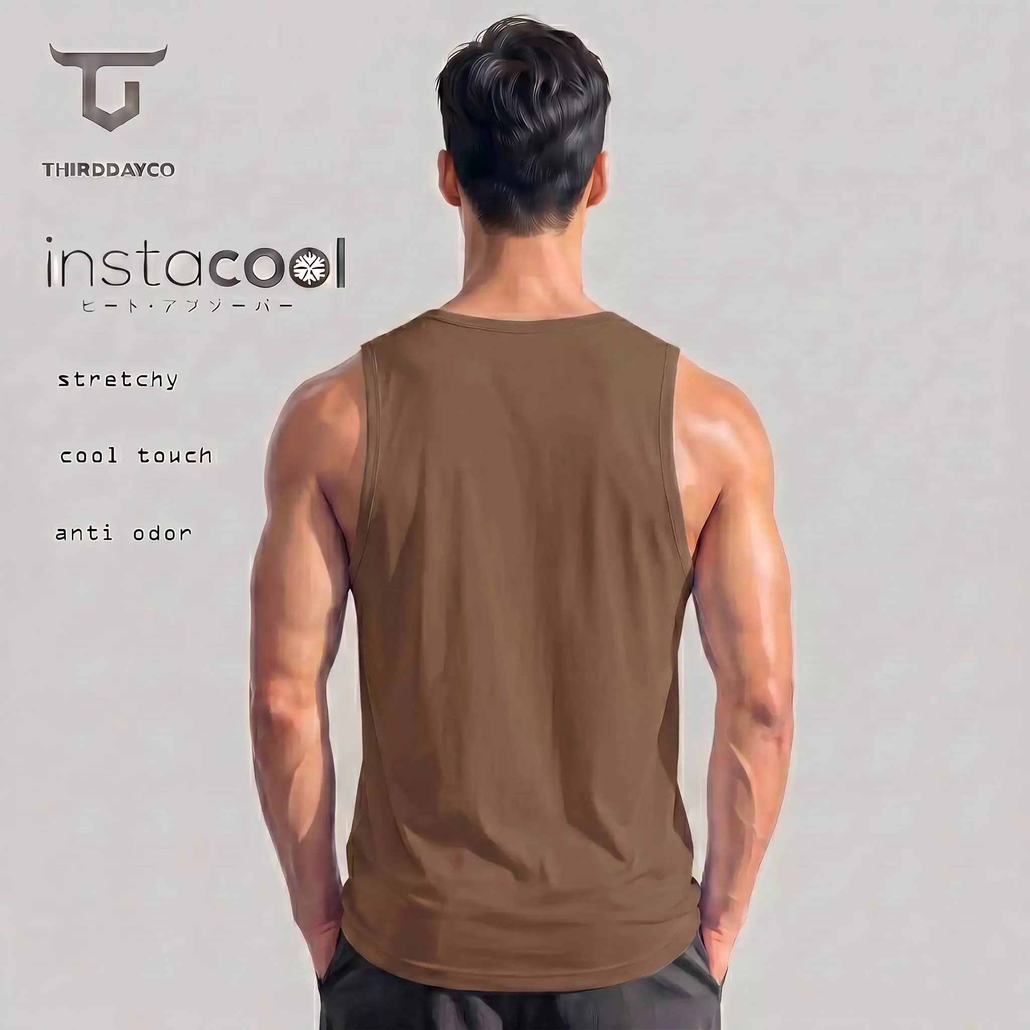 THIRDDAY Kaos Lekbong Singlet Pria "born to be wild" Coklat MUA40