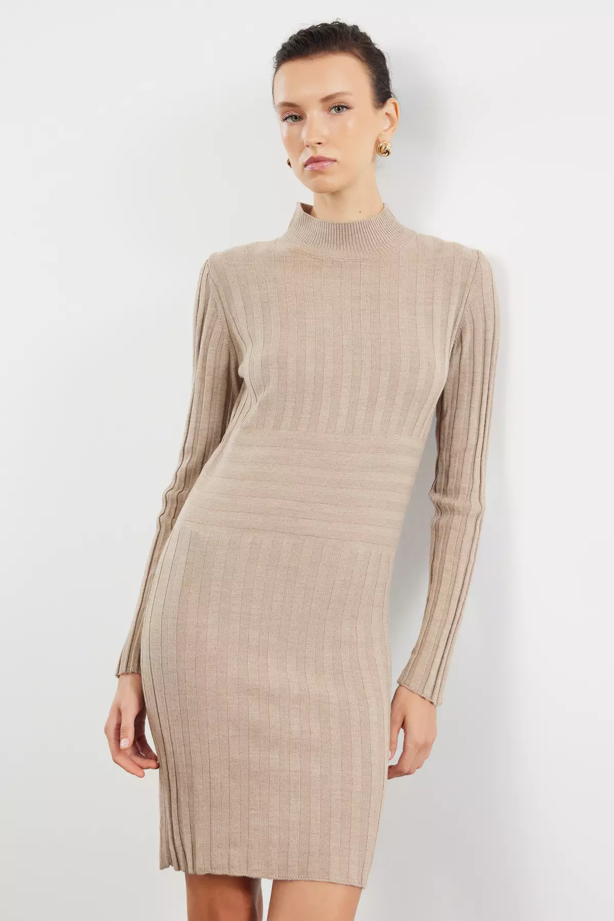 Knitwear Mink Mini Stand Collar Dress - Twoaw22El21