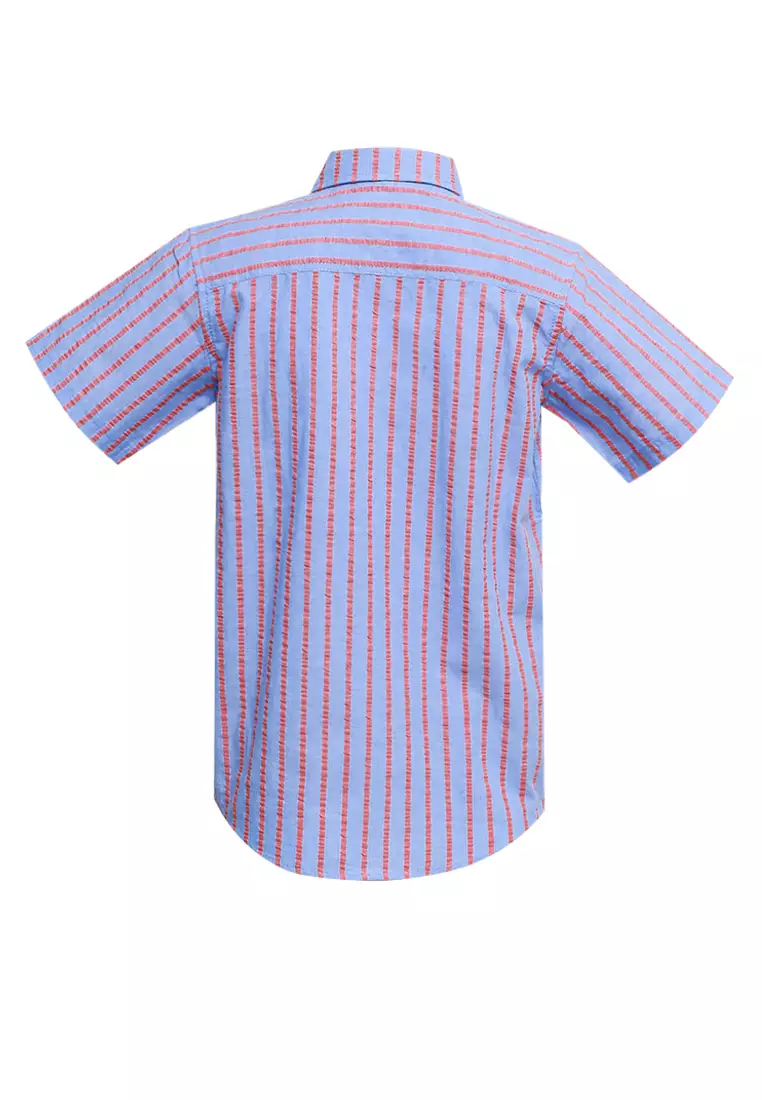 Pito Dito Boy Formerio Kemeja Pendek Anak Biru Motif Salur - Size 4