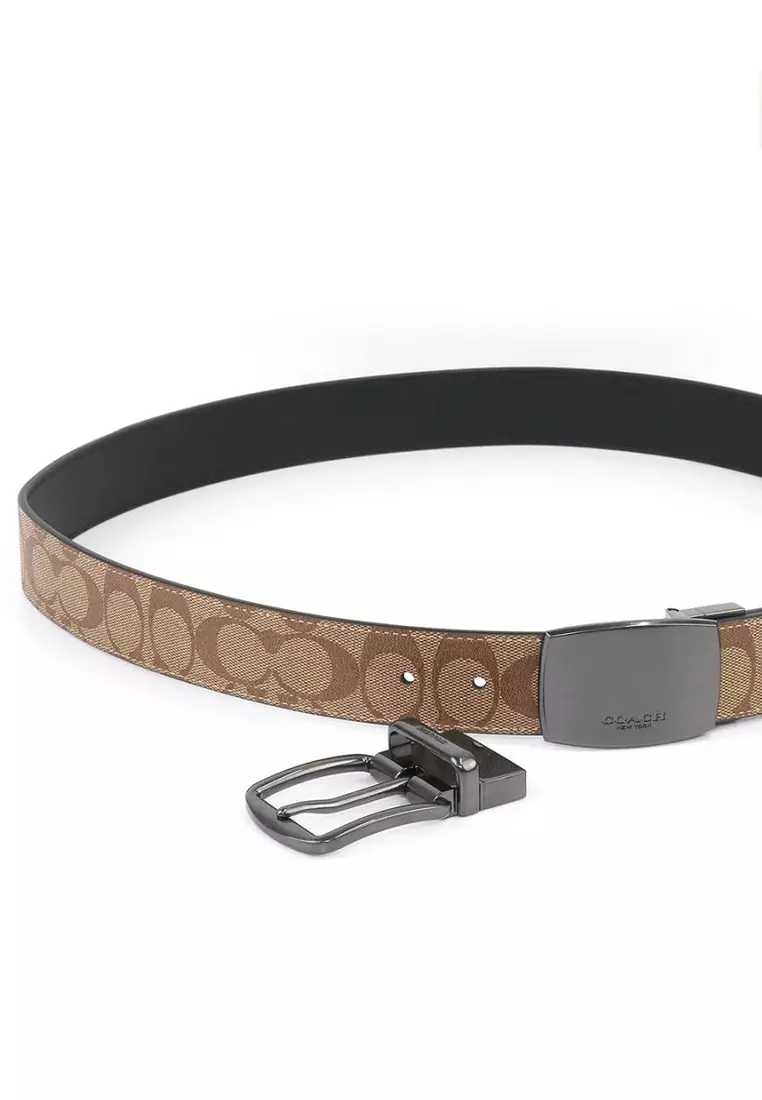 boxed harness plaque reversible belt in signature canvas