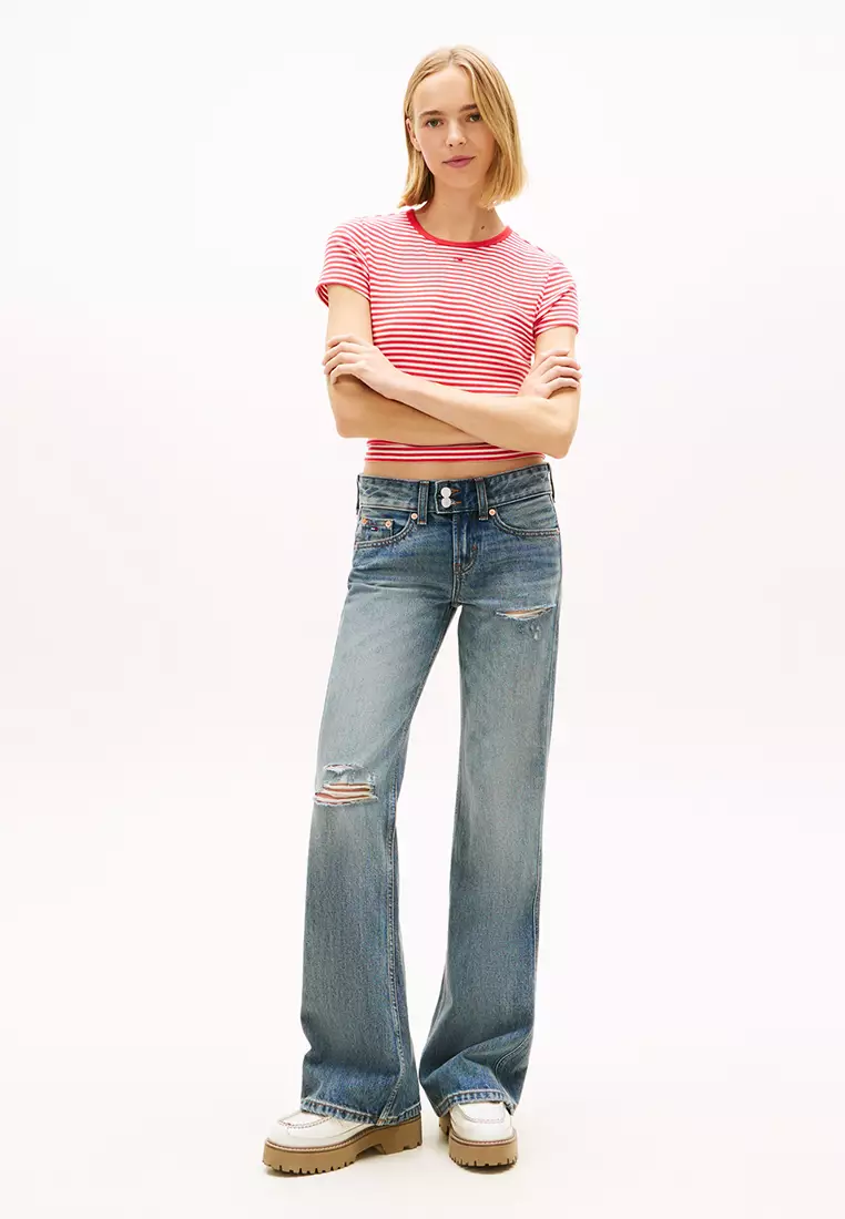 羅紋修身圓領T恤 - Tommy Jeans