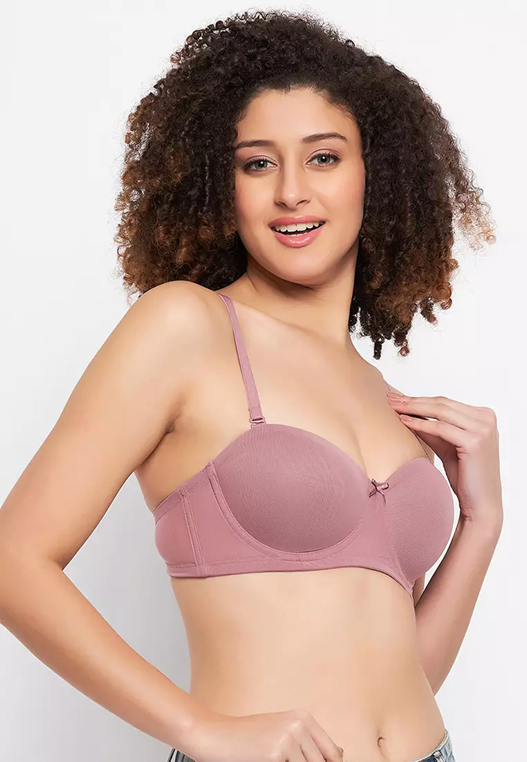 Clovia Padded Underwired Full Cup Strapless Multiway Bra in Soft Pink