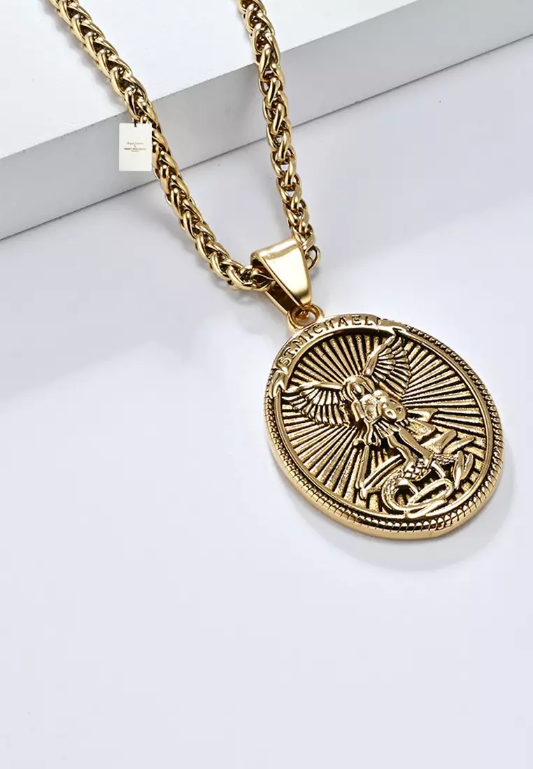 thumbnail image 2 of Men's Stainless Steel Necklace Saint Michael Black Stylish - Temu... 2 of 13