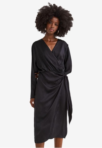 Buy Hu0026M Satin Wrap Dress 2023 Online | ZALORA Singapore
