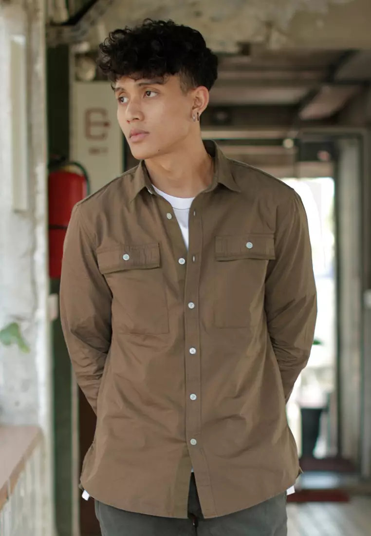 OXCON utility 2 Pocket Shirt Brown