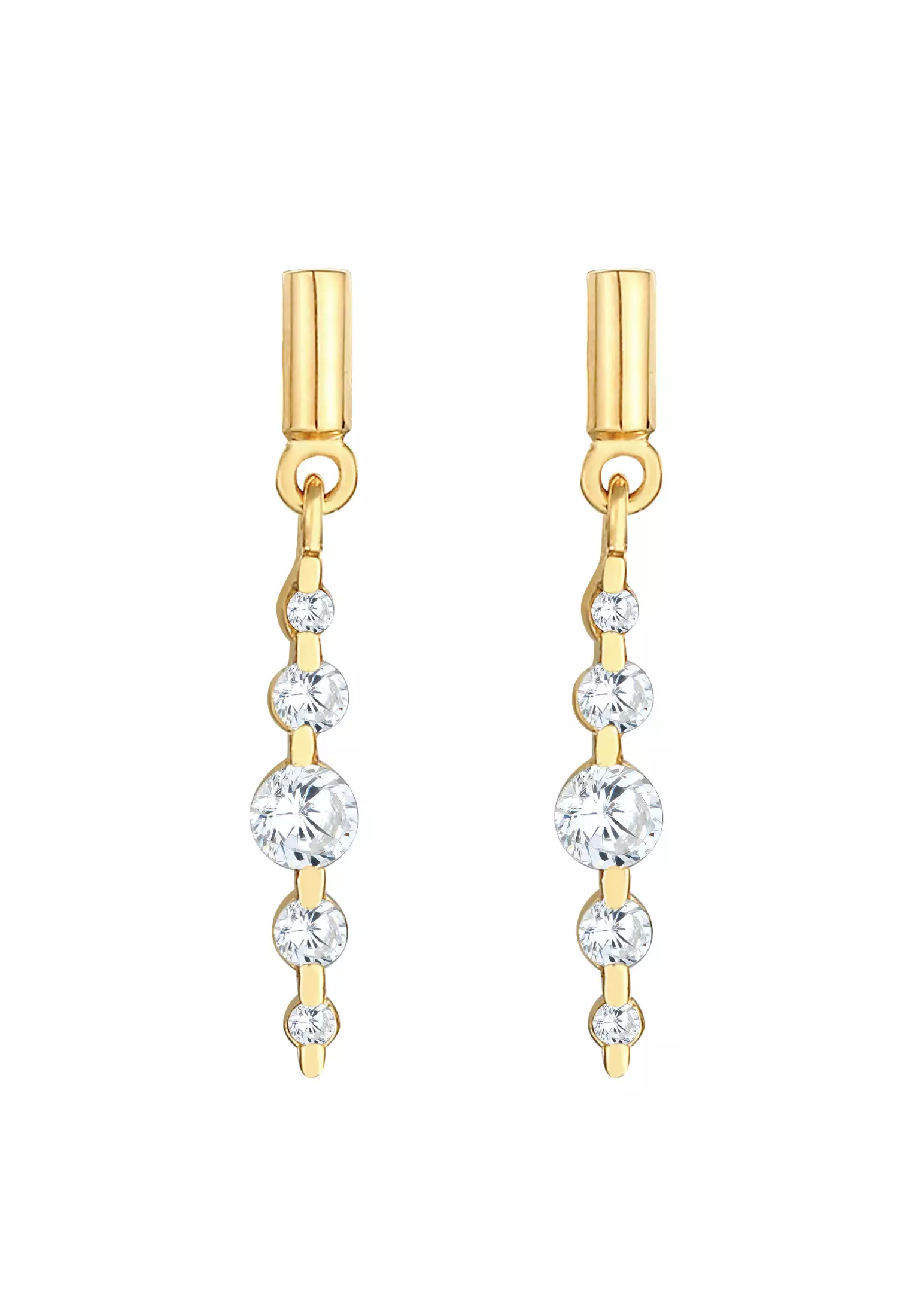 Earrings Stud Classic Glamour Cubic Zirconia Stones Gold Plated