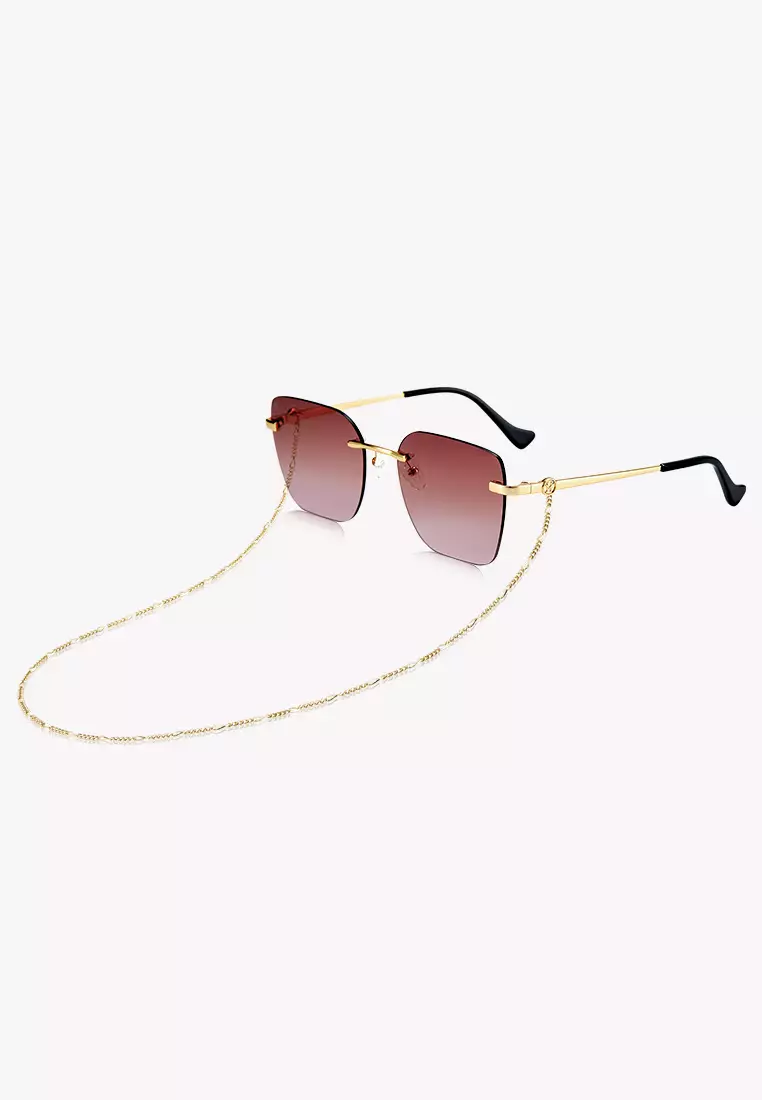 Passang Unisex Fashion Square Frame Sunglasses Rimless Frame - Brown