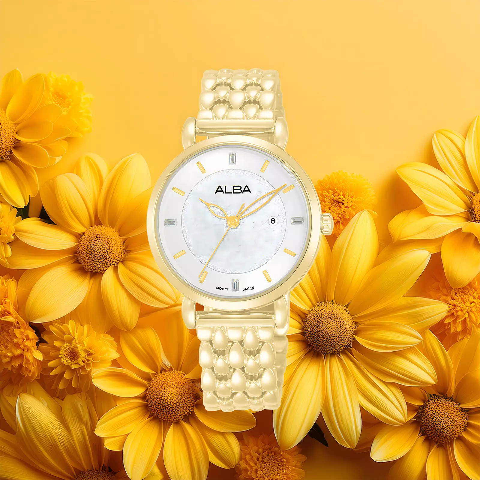 Alba Fashion Series - Jam Tangan Analog Wanita - All Gold Stainless Steel - AH7DS8X1