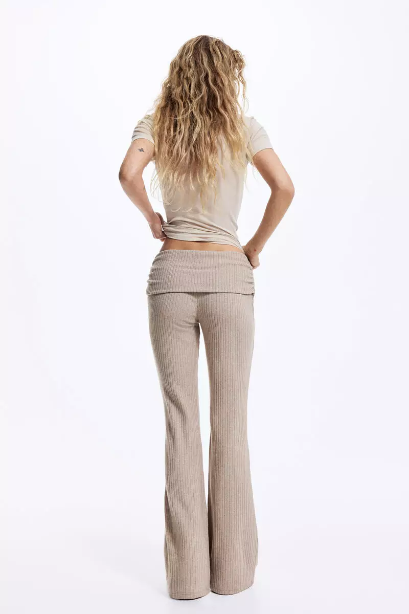 Rib-knit foldover-waist leggings