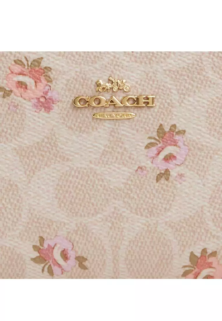 Buy Coach Snap Wallet In Signature Canvas With Floral Print Sand