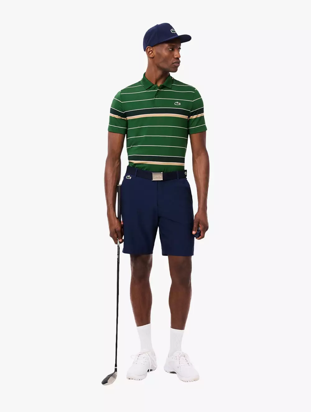 Striped Ultra Dry Stretch Golf Polo Shirt - Green