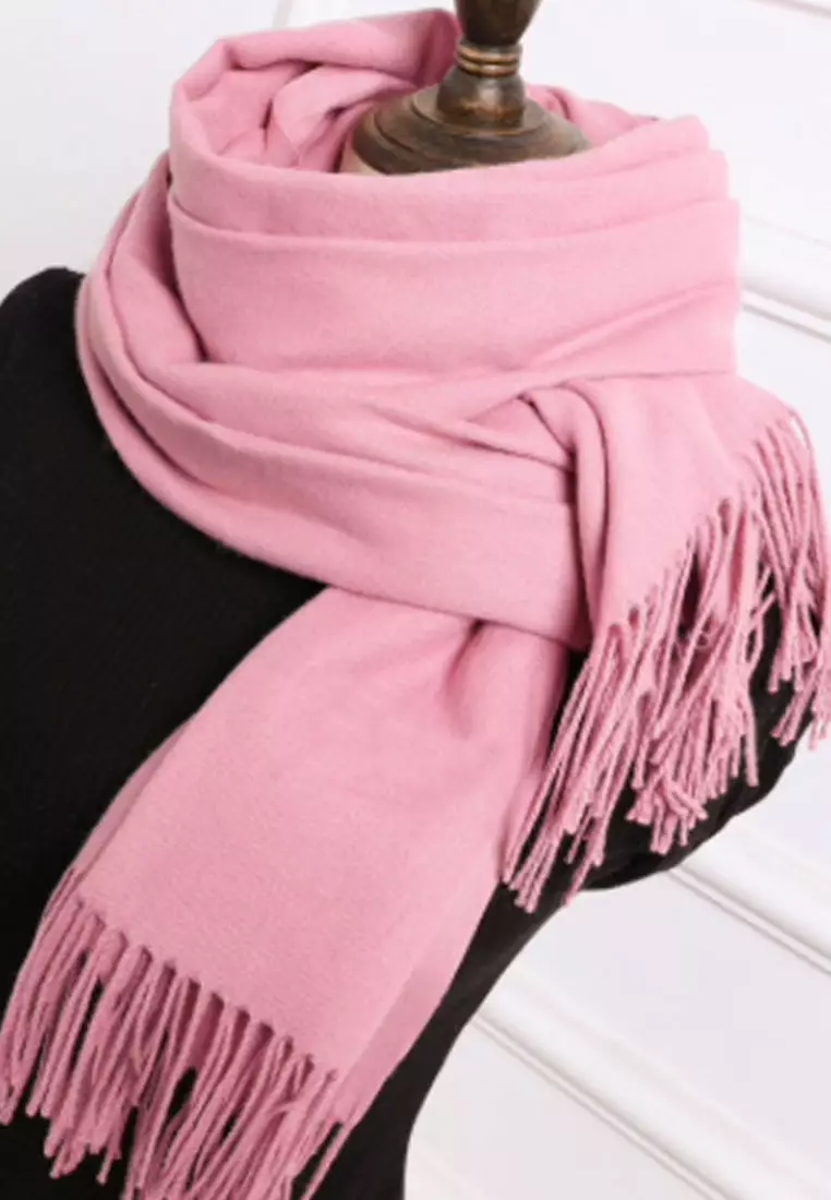 Plain Cashmere Virgin wool Pashmina Syal Wanita Candy Bloom