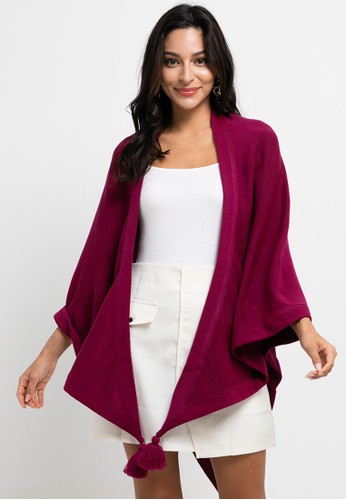 Noir Sur Blanc red Ladies Poncho 2BBD9AAC4DC1CFGS_1