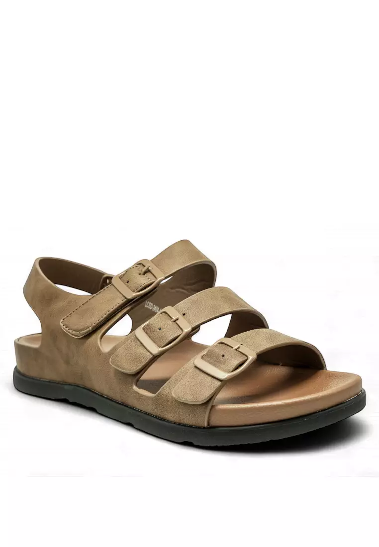 Men Slip On Faux Leather Classic Casual Sandals - 240441247