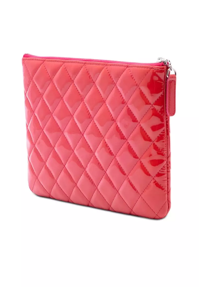 Pre-Loved Chanel Small Quilted Patent O Case Clutch