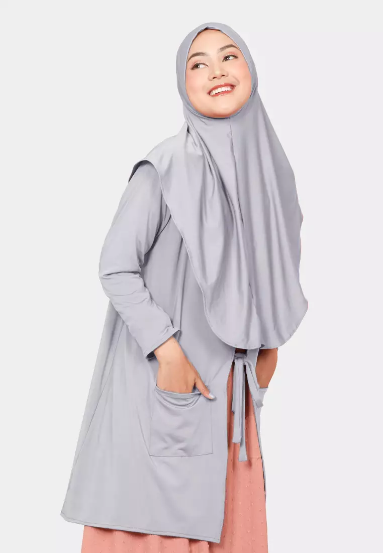 Zelena - Lyora Hijab Outer | Cardigan Bergo Kerudung Wanita - Chrome Grey